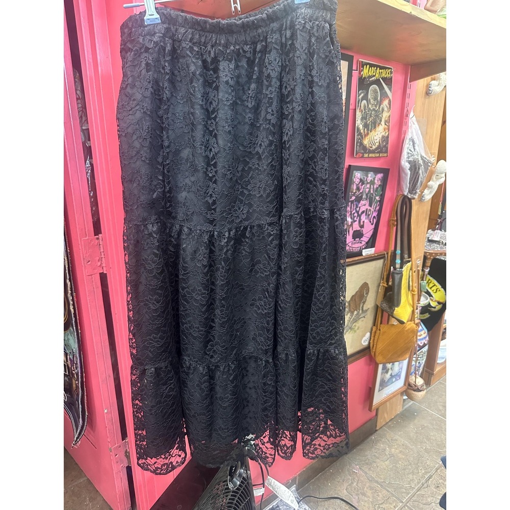 Vintage 80s Lacy After Noon Black Lace Skirt